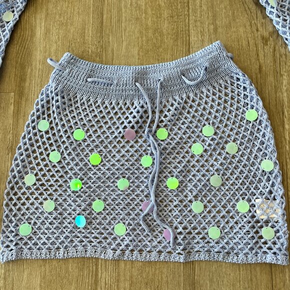 Womens Shein 2 Piece Blue Crochet Set - S - Picture 2 of 7